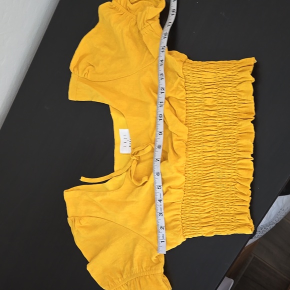 Lost + Wonder Honey Yellow Crop Smock Simple Puff Sleeve Size Small - Picture 12 of 13